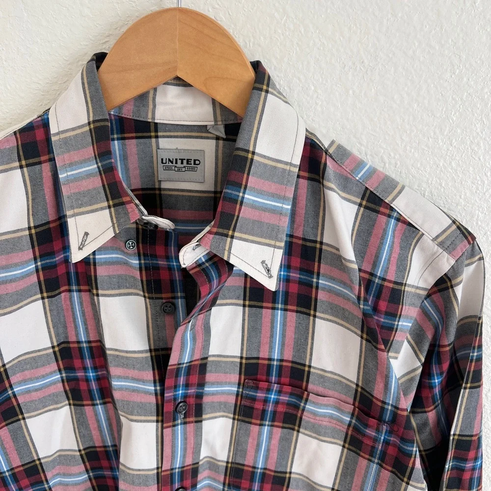 UNITED STOCK DRY GOODS shirt / plaid button down / men's M - Picture 4 of 6